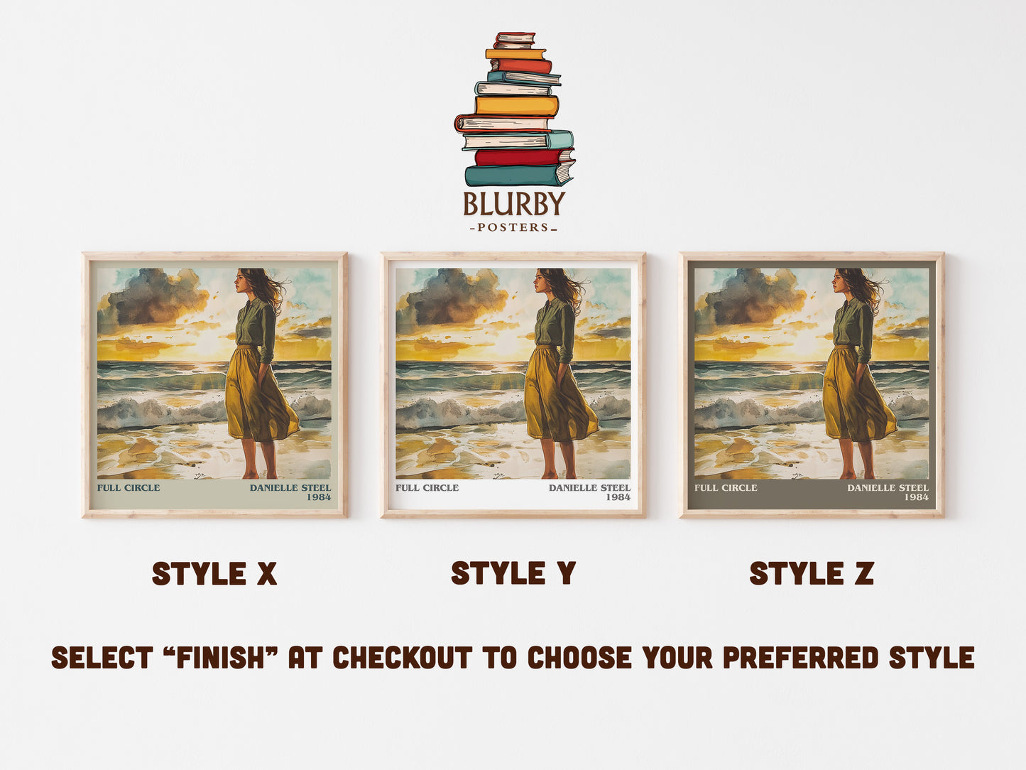 Full Circle literary art print colour and style options – Danielle Steel book art