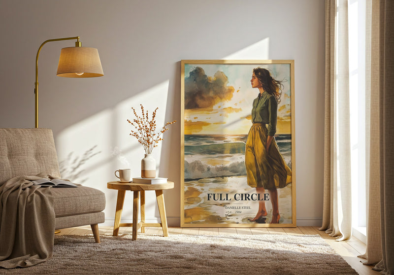 Full Circle watercolour print in frame leaning in hallway – romance wall art