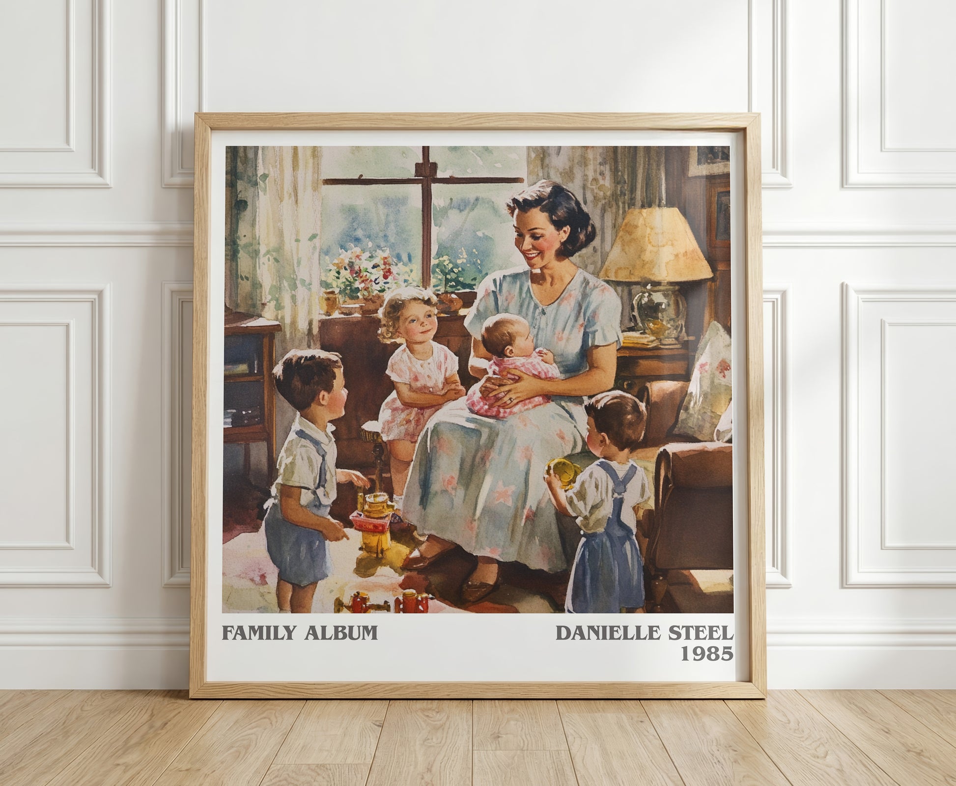 Family Album literary print in frame leaning in hallway – romance wall art