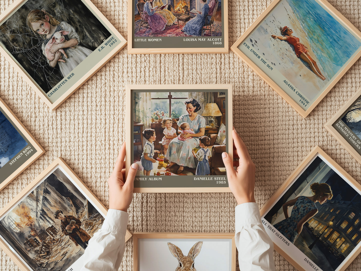 Family Album literary print on bookshelf – Danielle Steel fan gift