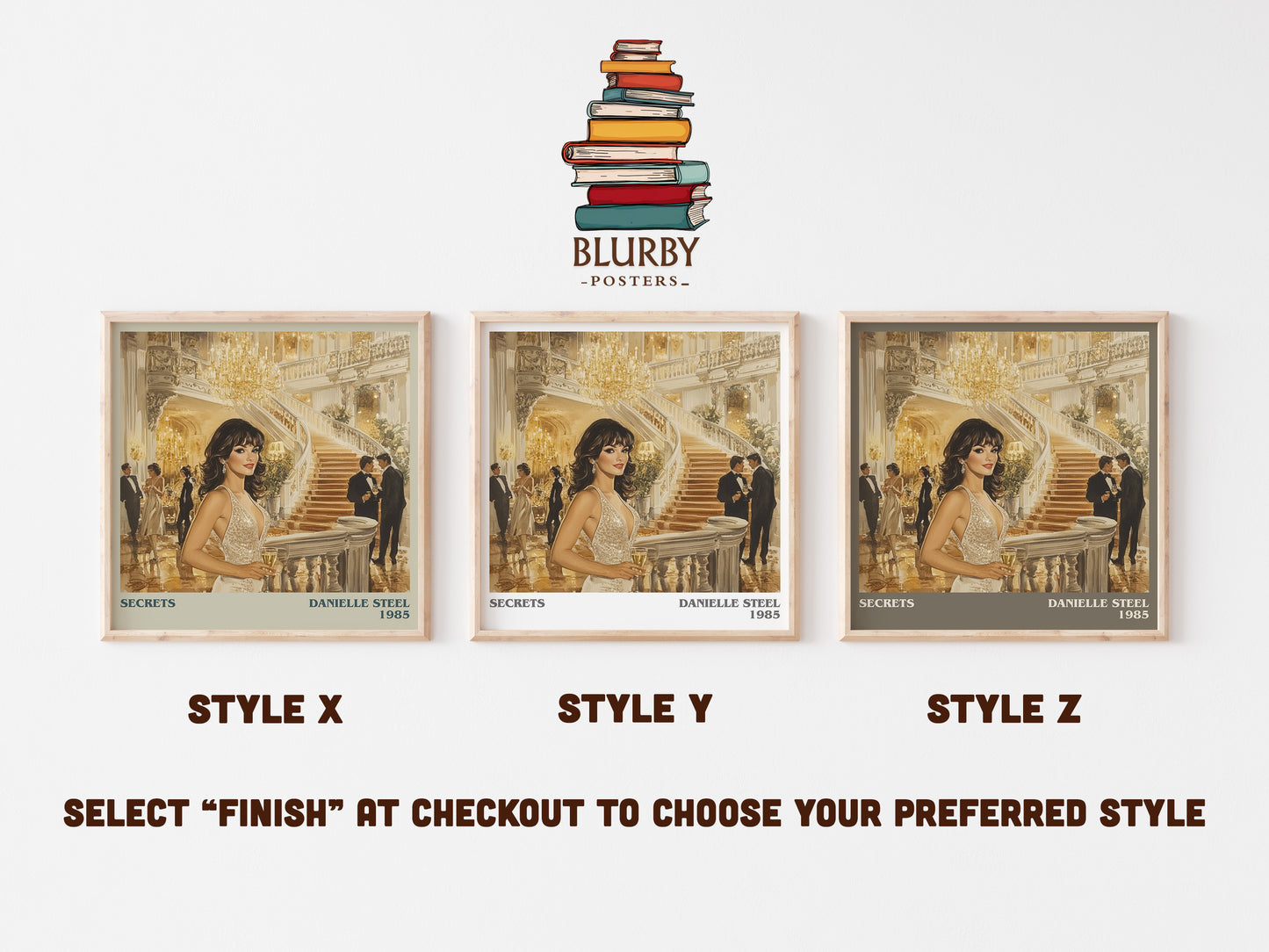 Secrets literary art print colour and style options – Danielle Steel book art