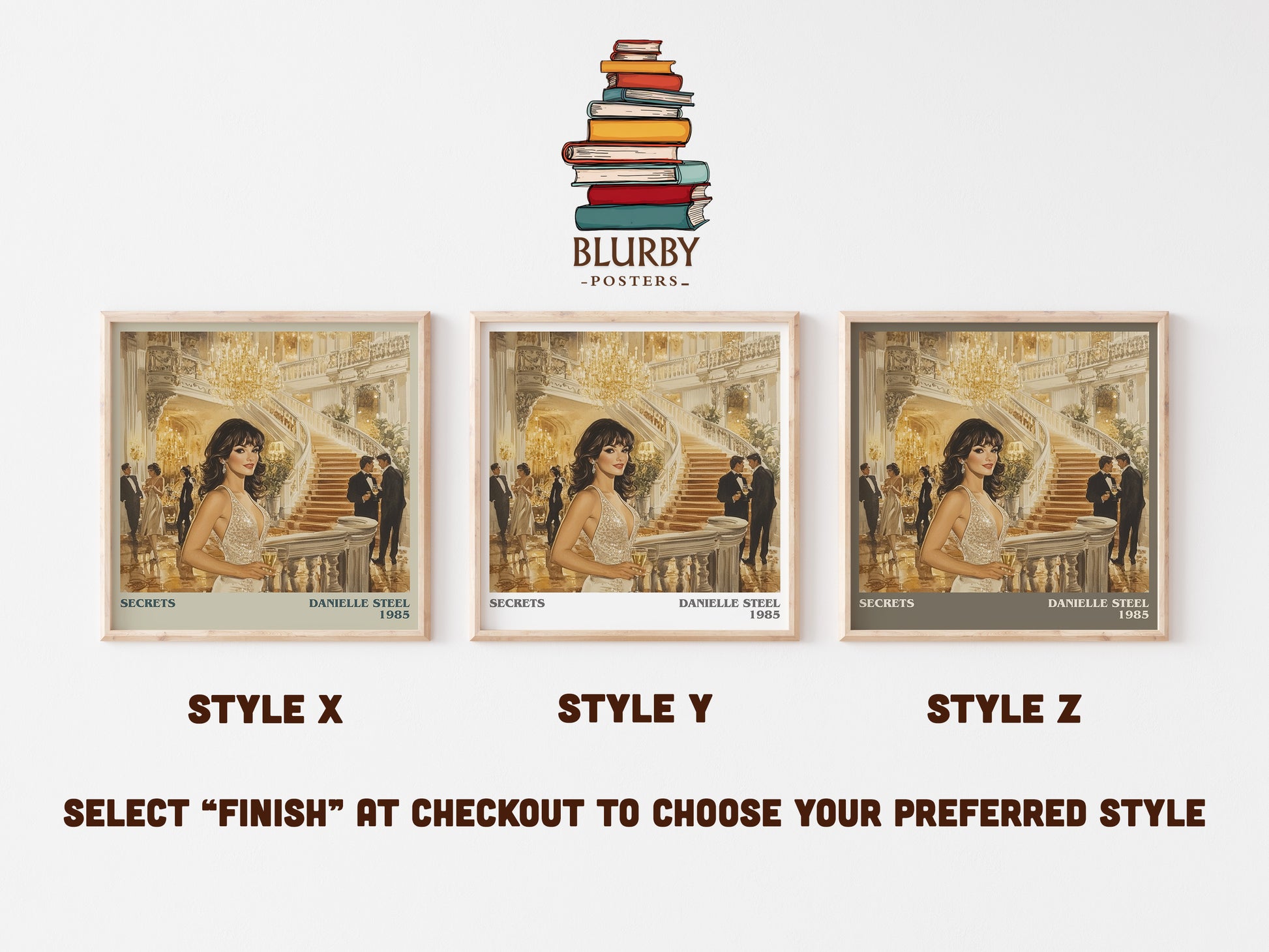 Secrets literary art print colour and style options – Danielle Steel book art