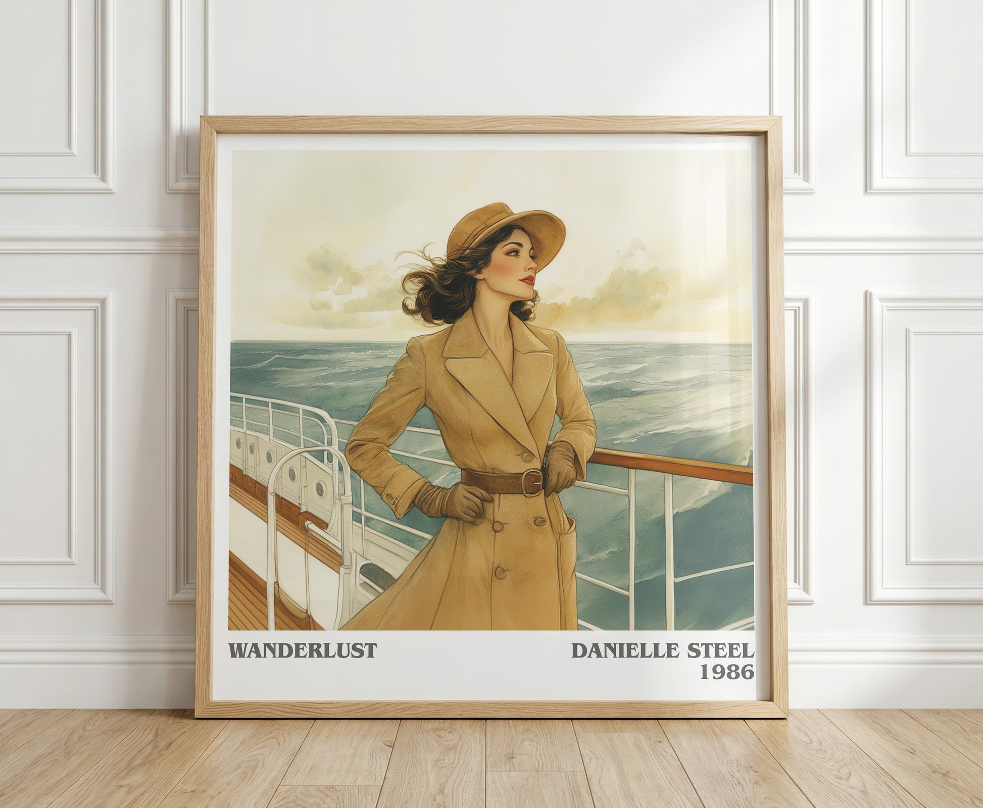 Wanderlust literary print in frame leaning in hallway – romance wall art
