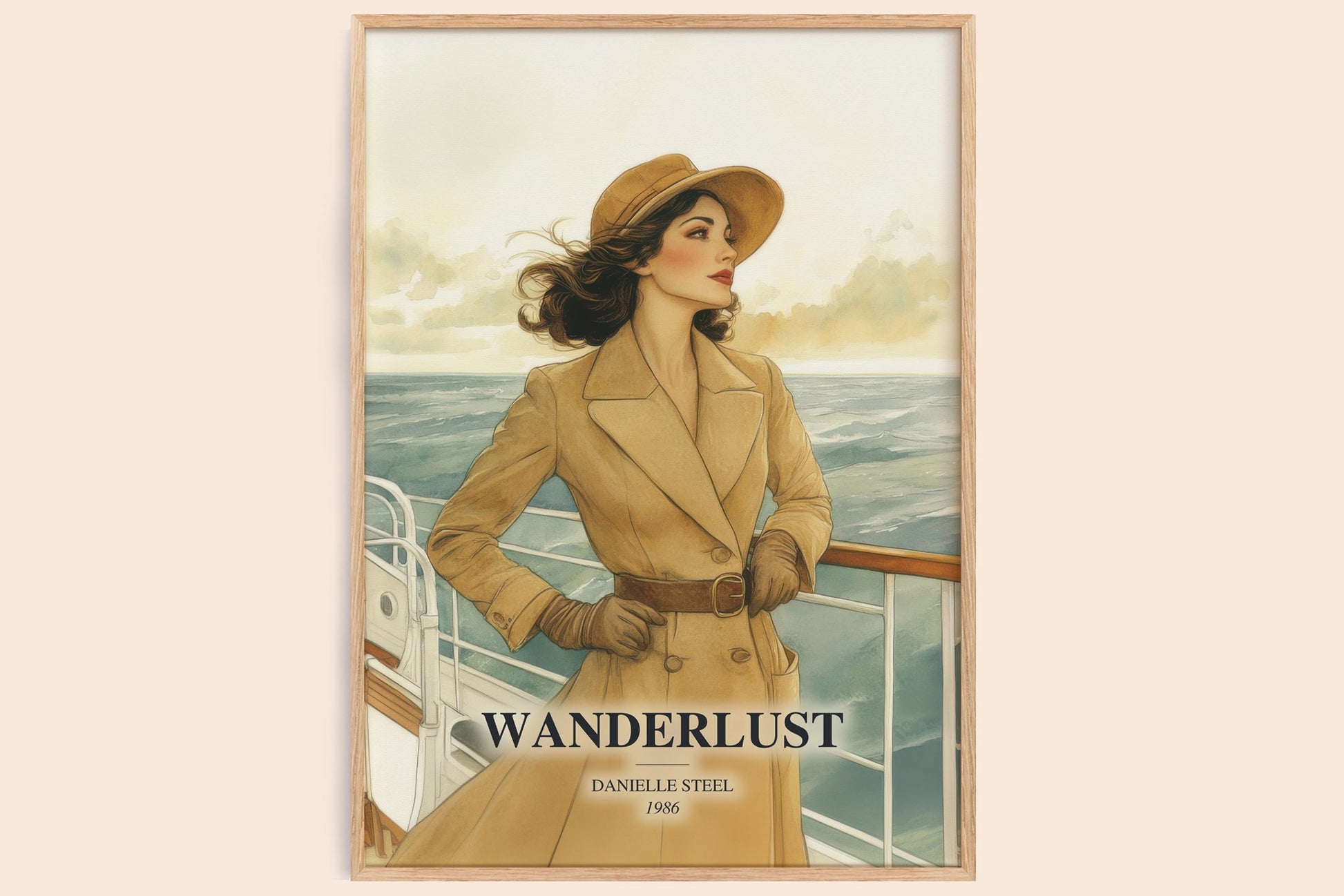 Wanderlust watercolour book poster by Danielle Steel – framed literary art print