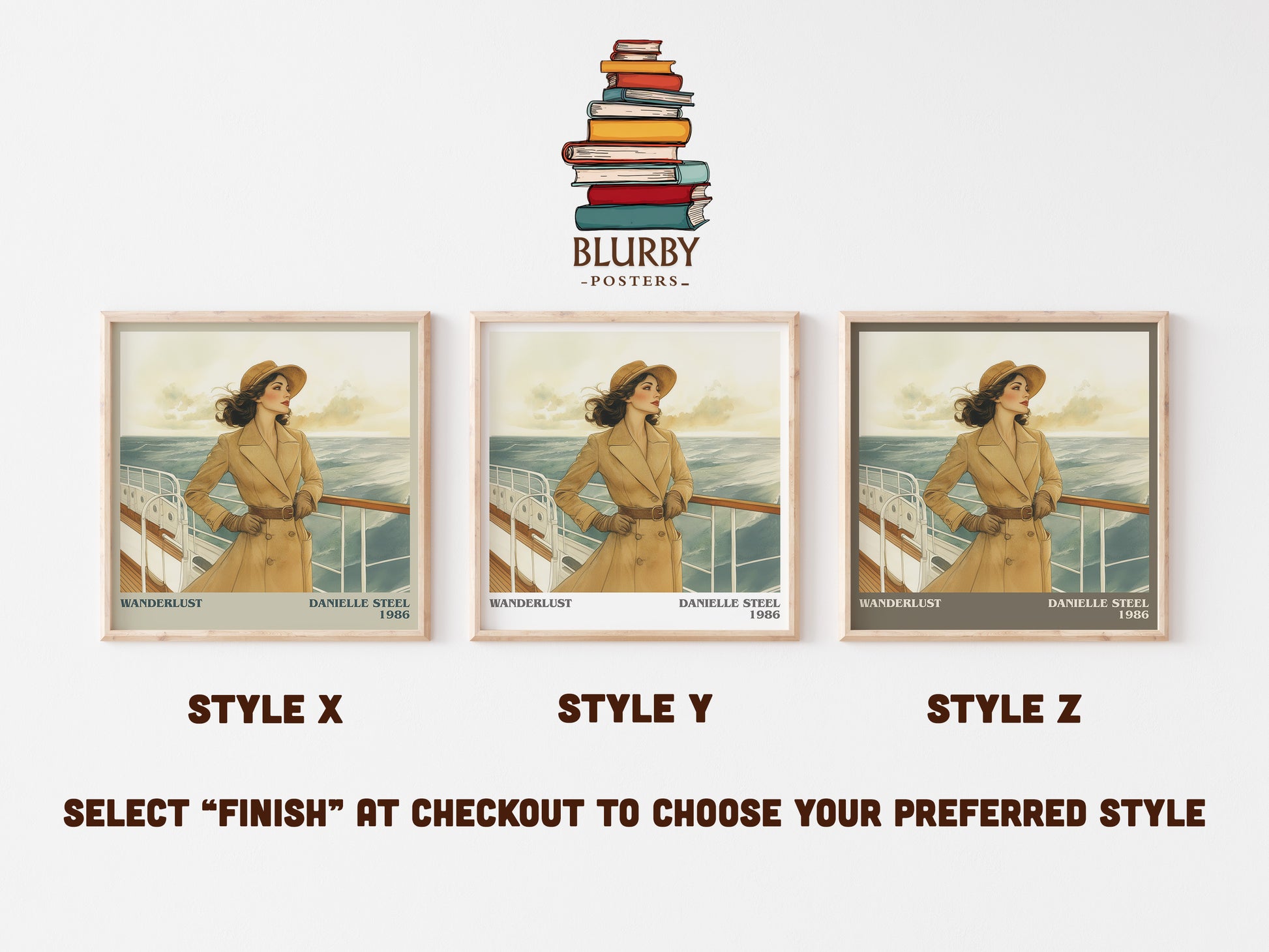 Wanderlust literary art print colour and style options – Danielle Steel book art