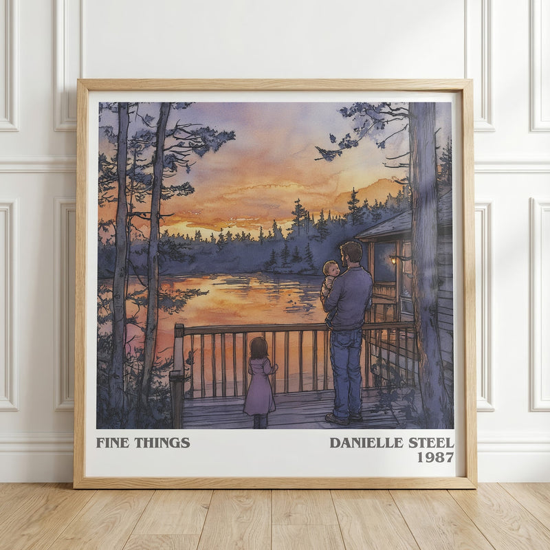 Fine Things literary print in frame leaning in hallway – romance wall art