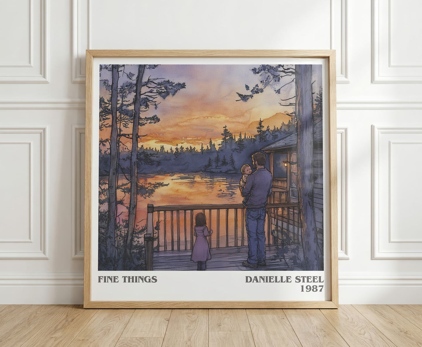 Fine Things literary print in frame leaning in hallway – romance wall art