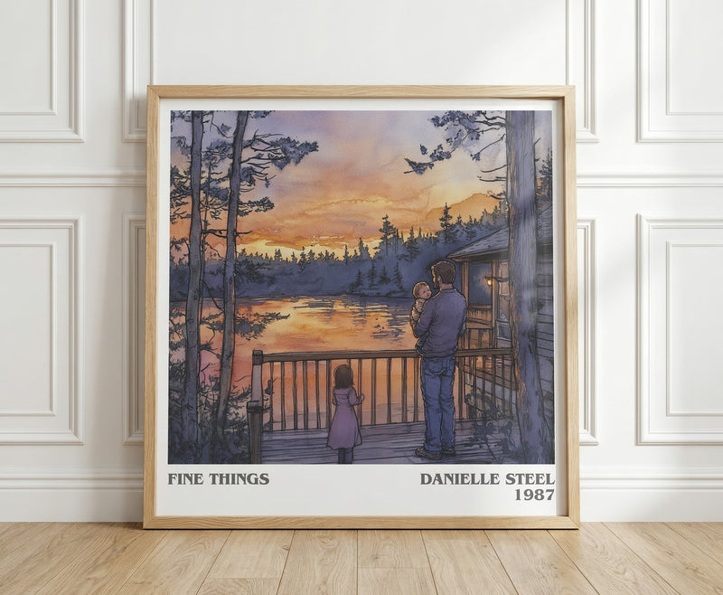 Fine Things literary print in frame leaning in hallway – romance wall art
