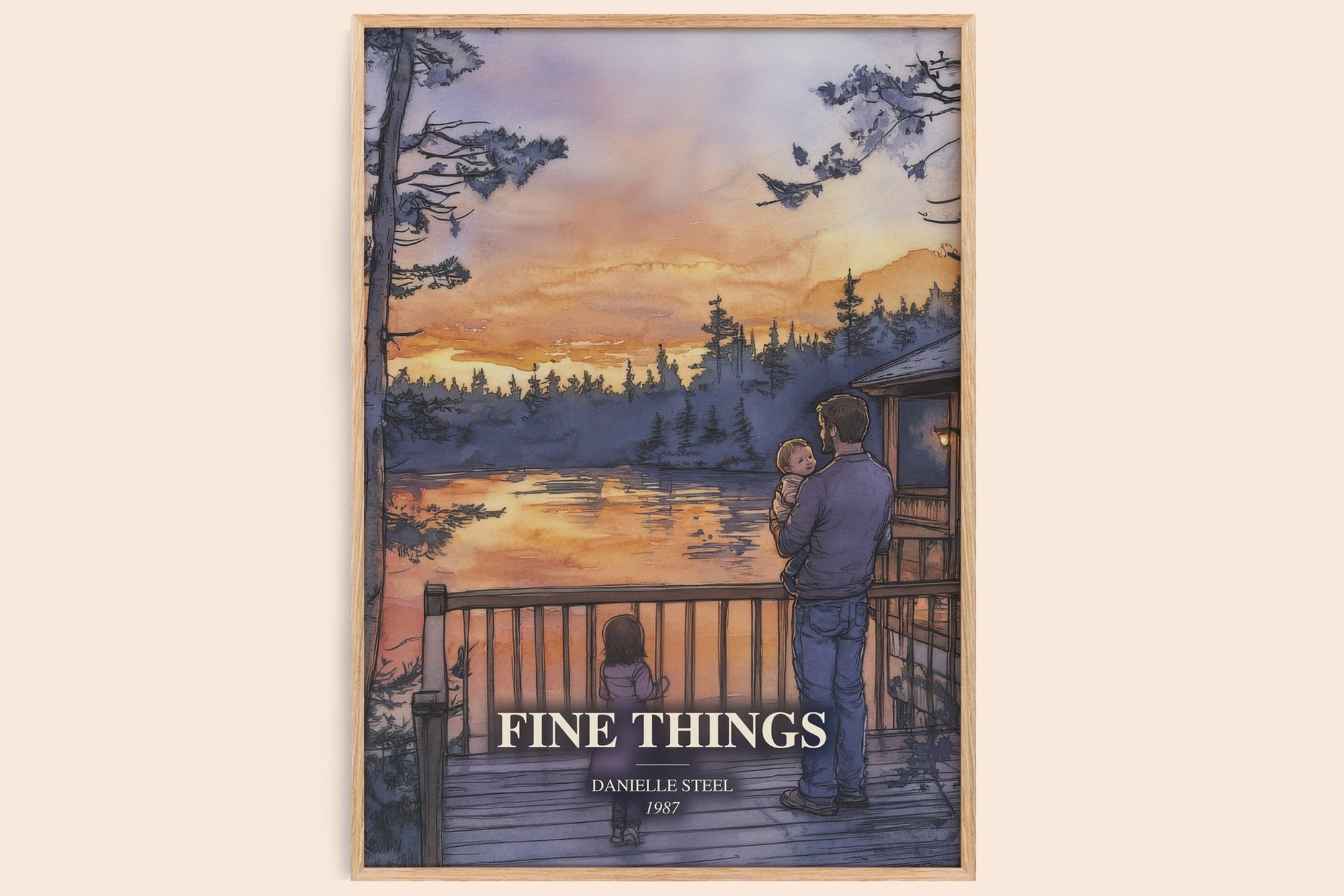 Fine Things watercolour book poster by Danielle Steel – framed literary art print