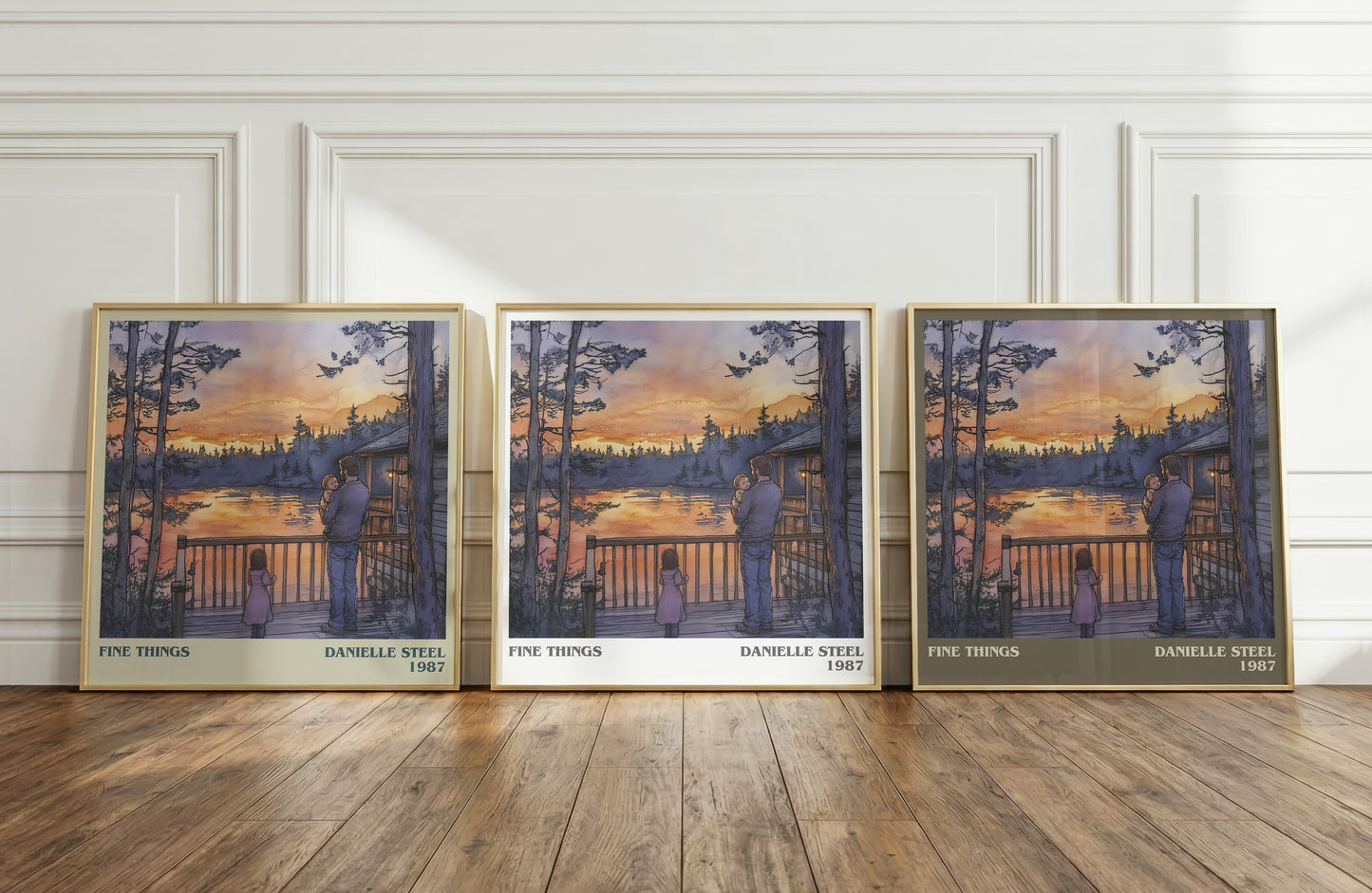 Fine Things literary print framed by window – literary home decor