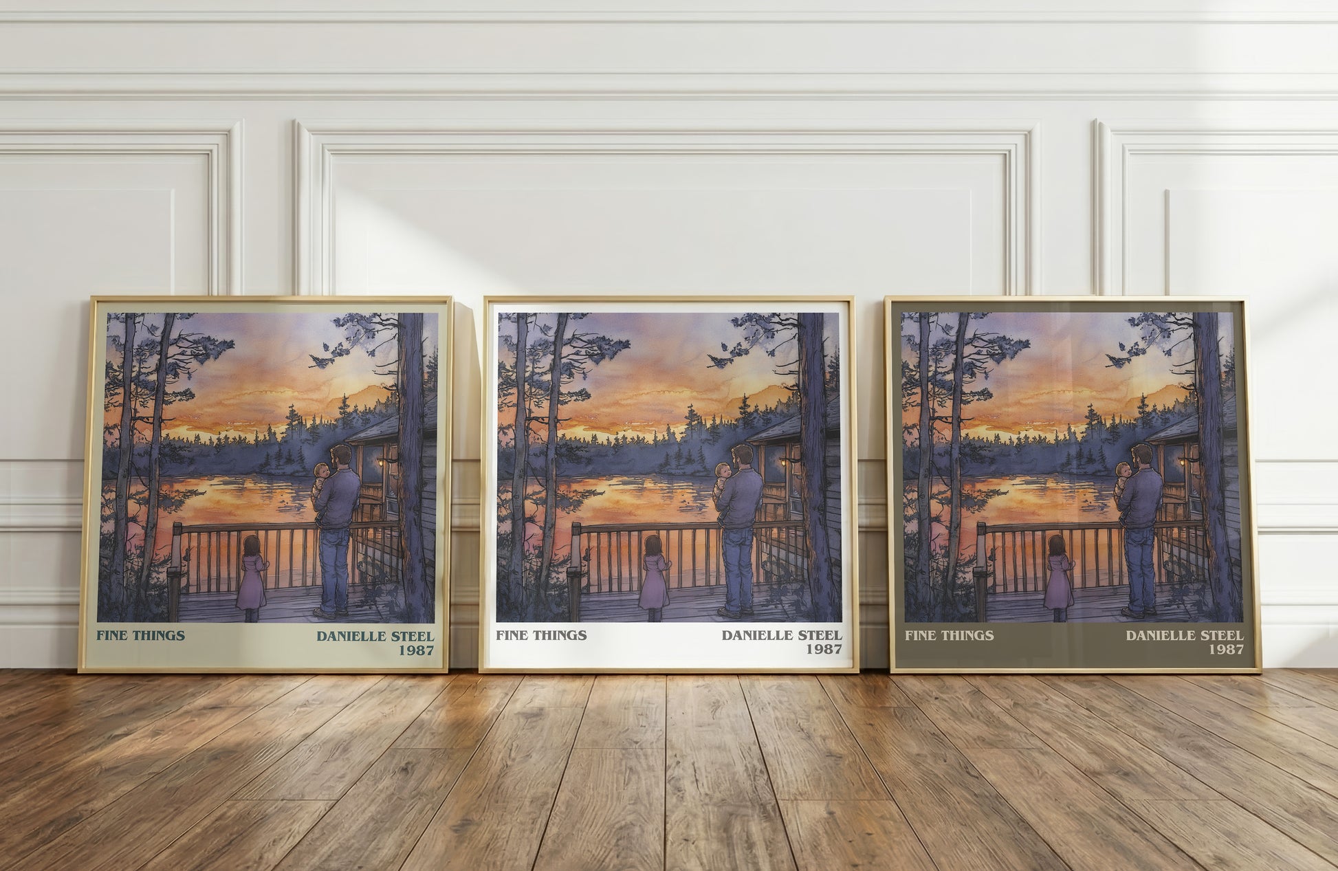 Fine Things literary print framed by window – literary home decor