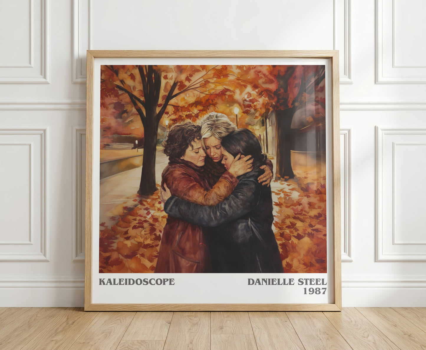 Kaleidoscope literary print in frame leaning in hallway – romance wall art