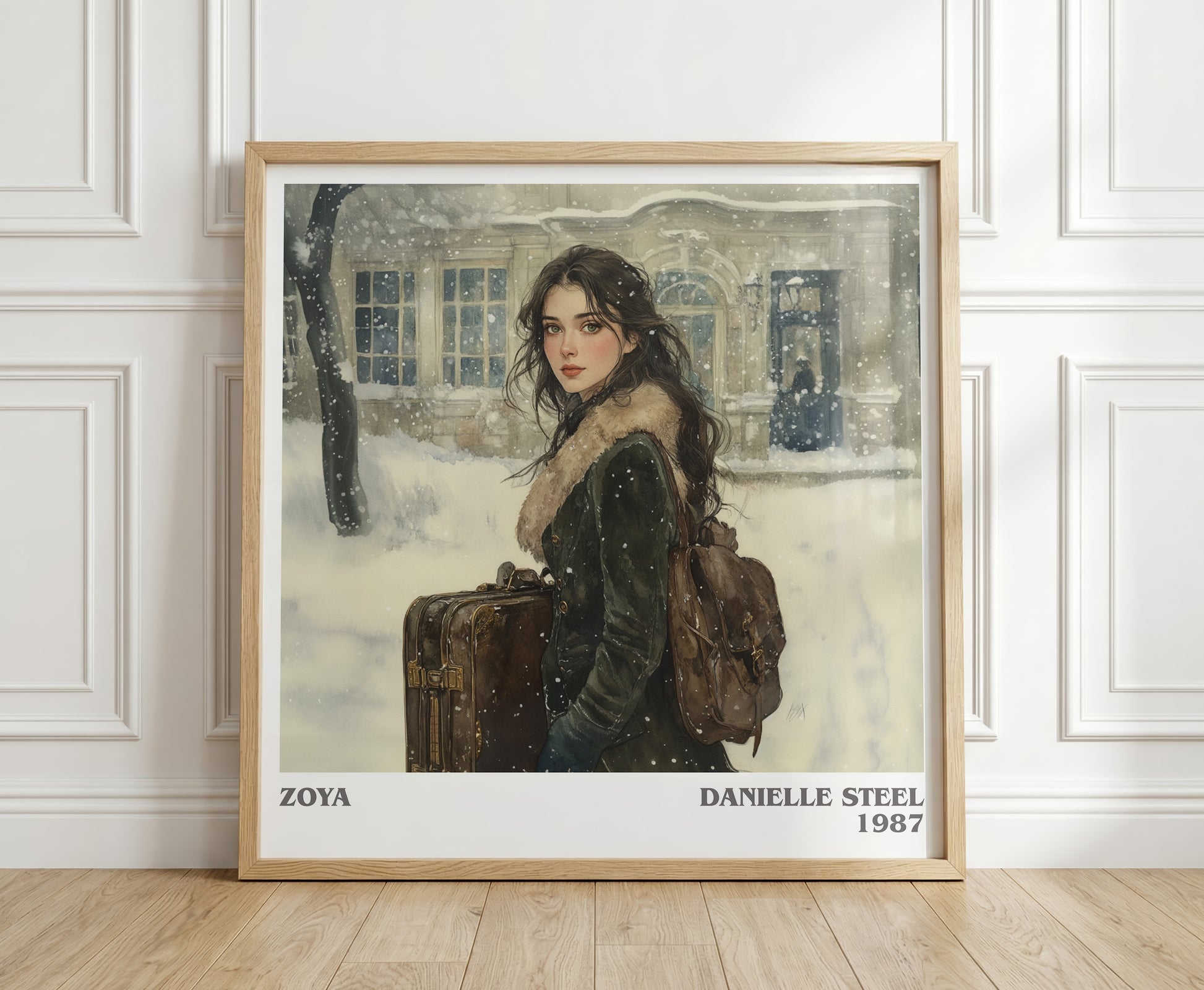 Zoya literary print in frame leaning in hallway – historical fiction wall art