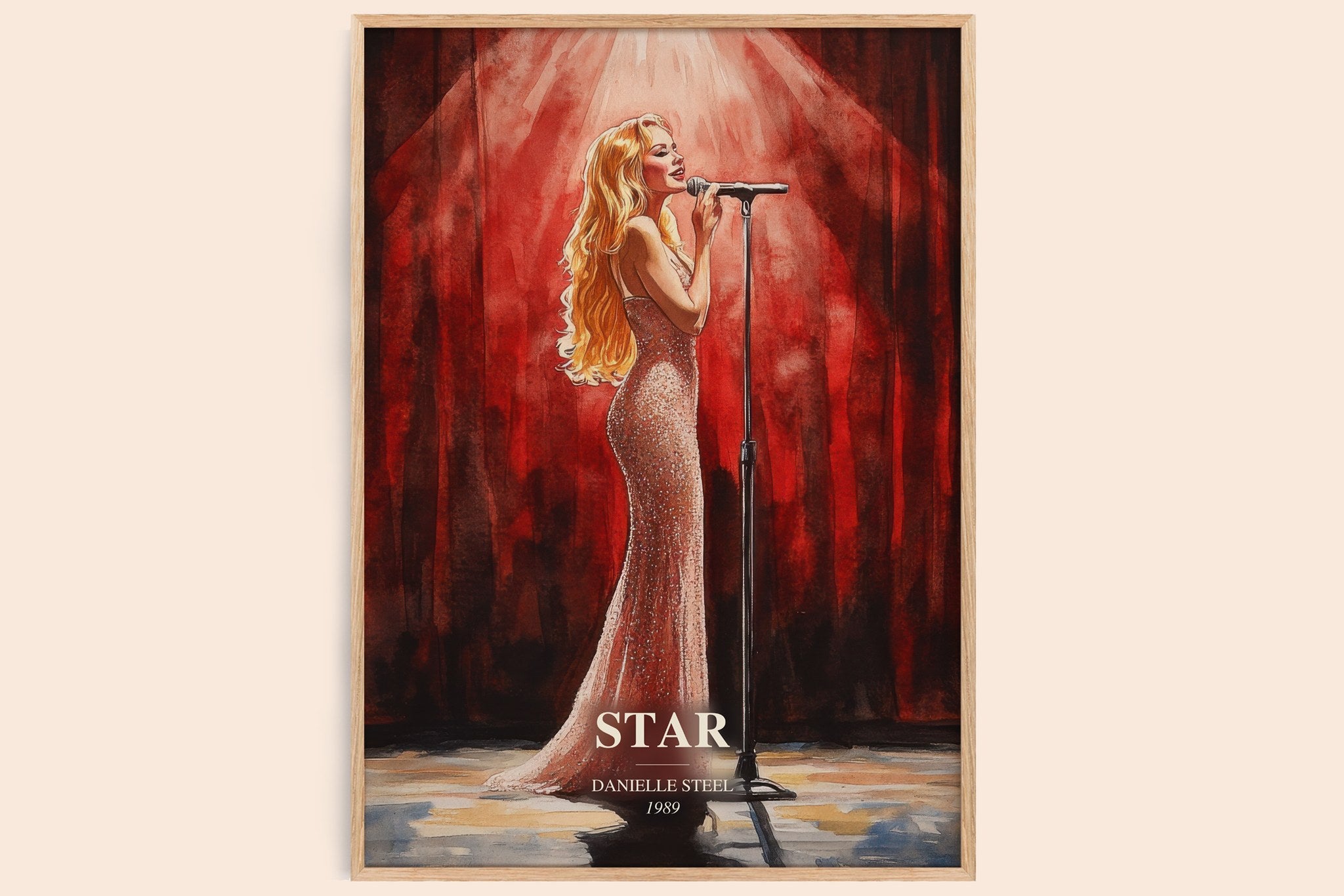 Star watercolour book poster by Danielle Steel – framed literary art print