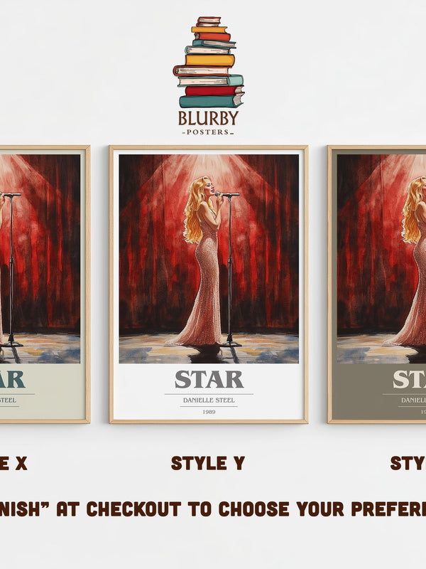 Star book cover print in frame leaning in hallway – romance wall art