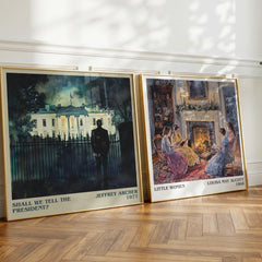 Shall We Tell the President? Literary Art Print by Jeffrey Archer – large square framed print leaning against a wall