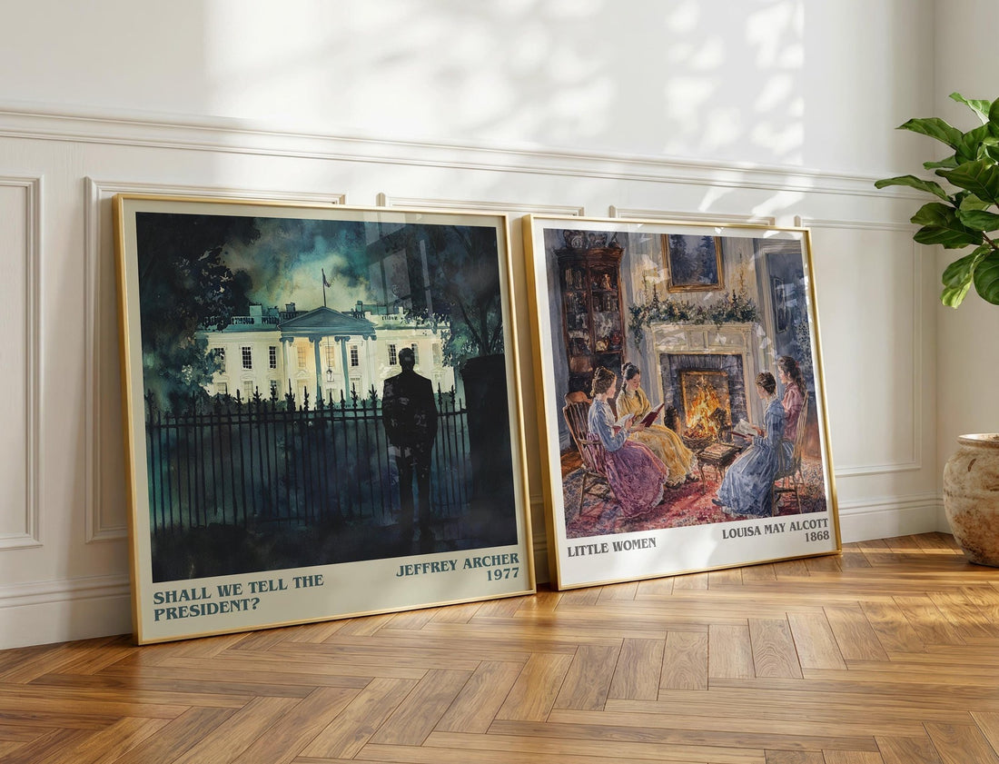 Shall We Tell the President? Literary Art Print by Jeffrey Archer – large square framed print leaning against a wall