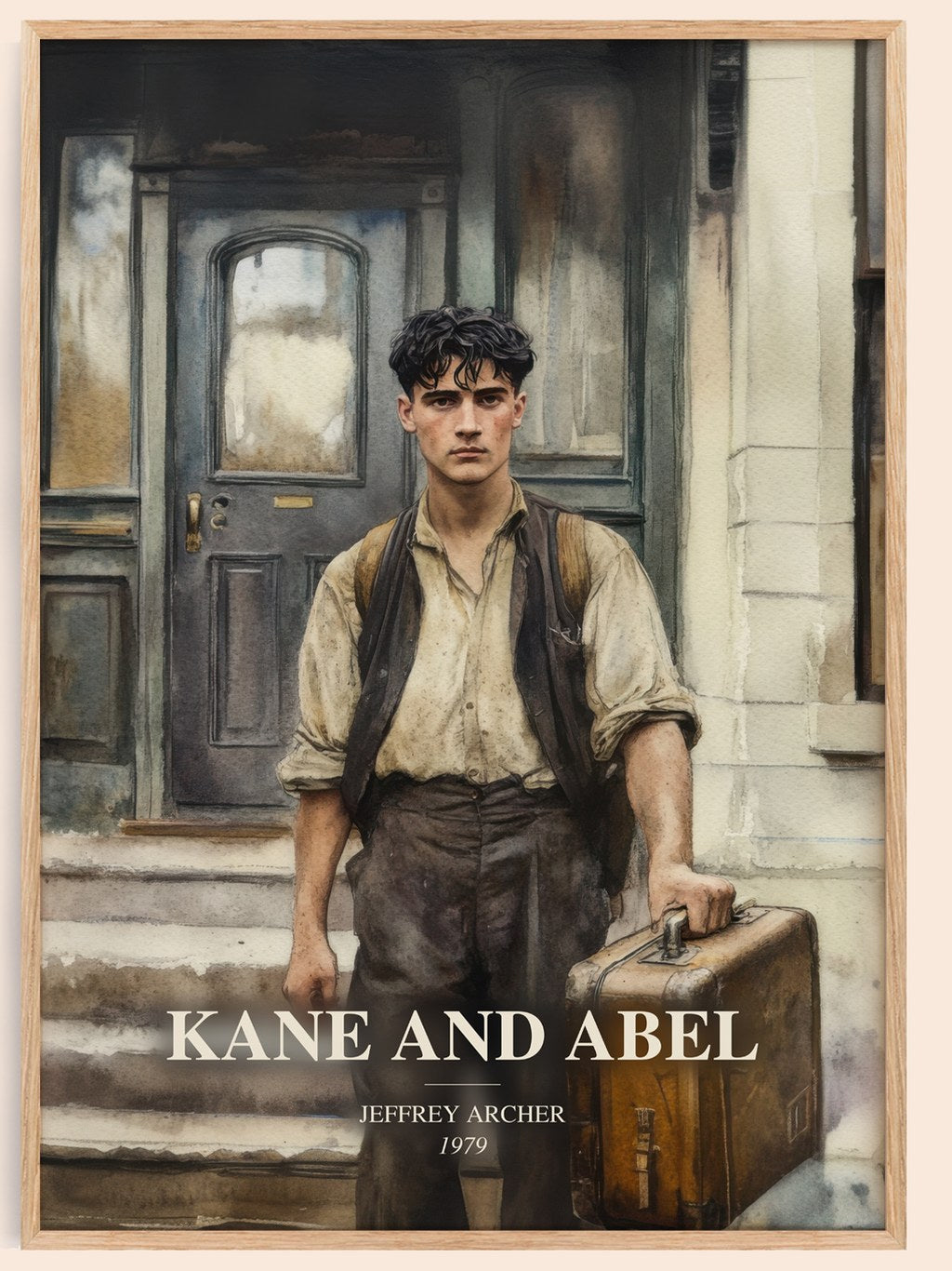 Kane And Abel watercolour book poster by Jeffrey Archer – framed literary art print