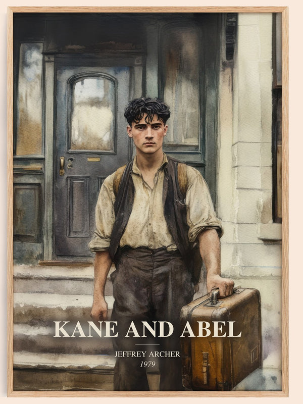 Kane And Abel watercolour book poster by Jeffrey Archer – framed literary art print