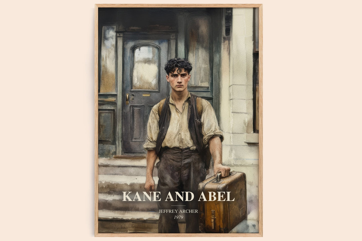 Kane And Abel watercolour book poster by Jeffrey Archer – framed literary art print