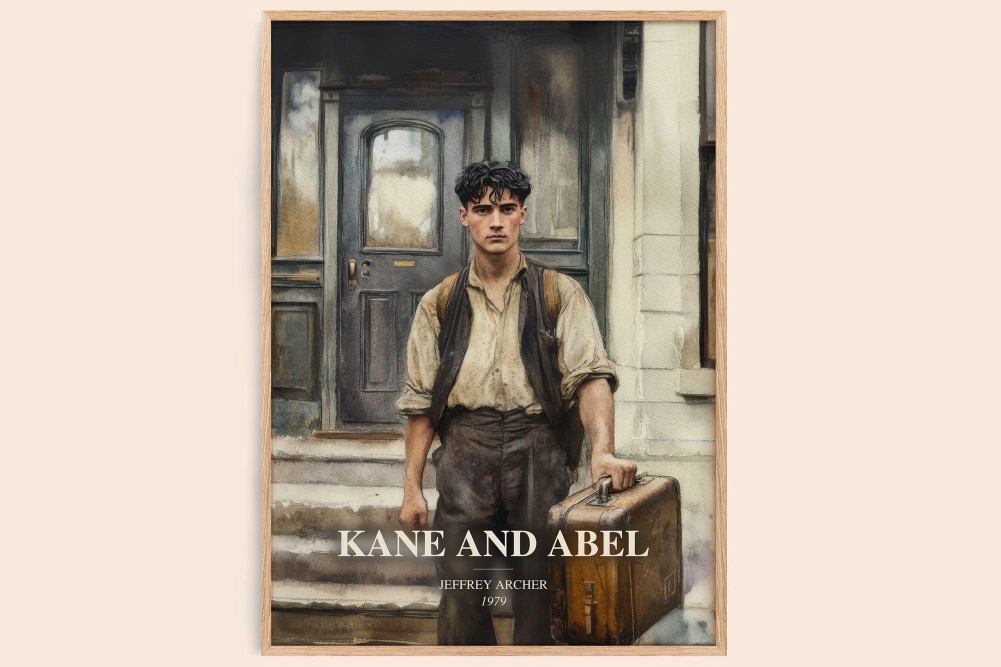 Kane And Abel watercolour book poster by Jeffrey Archer – framed literary art print