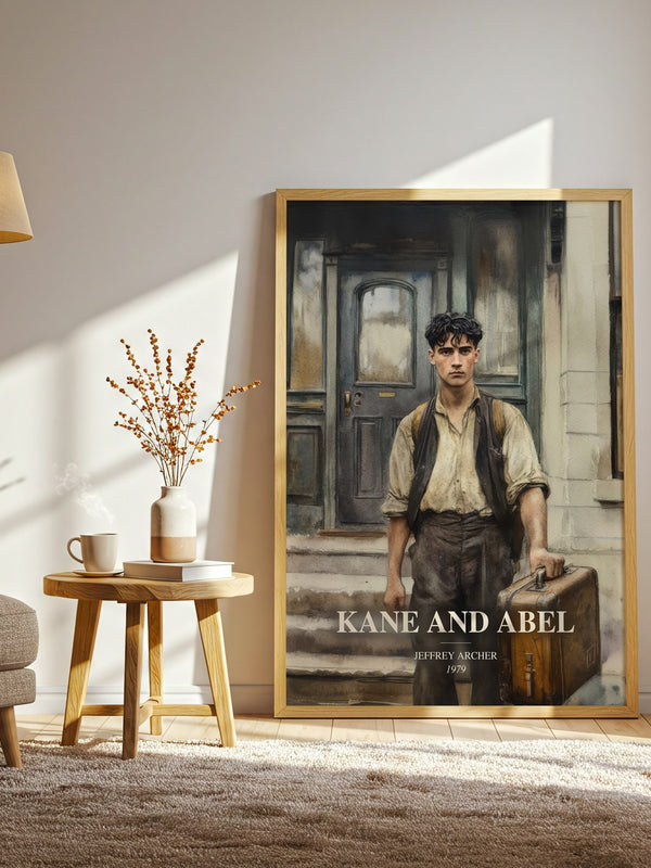 Kane And Abel watercolour print in frame leaning in hallway – historical fiction wall art