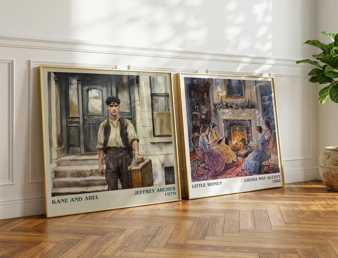 Kane and Abel Literary Art Print by Jeffrey Archer – large square framed print leaning against a wall