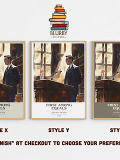 First Among Equals Book Cover Poster by JEFFREY ARCHER – Style X, Y and Z side by side – choose your finish