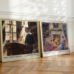 First Among Equals Literary Art Print by JEFFREY ARCHER – large square framed print leaning against a wall