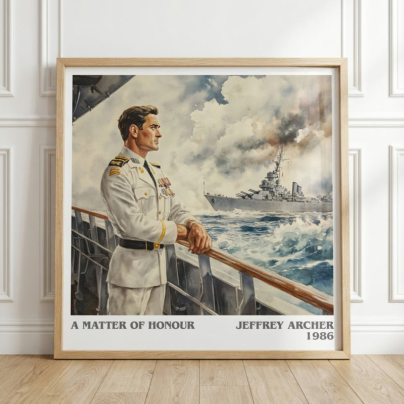 A Matter Of Honour literary print in frame leaning in hallway – thriller wall art