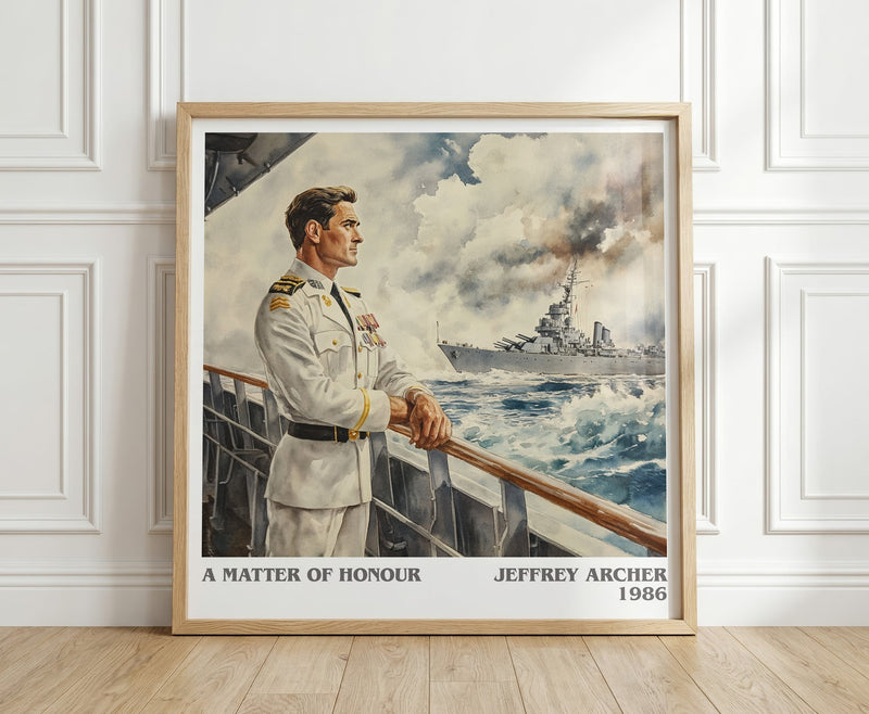 A Matter Of Honour literary print in frame leaning in hallway – thriller wall art