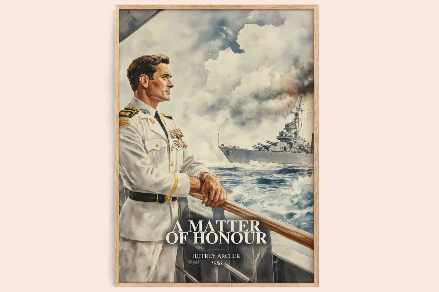 A Matter Of Honour watercolour book poster by Jeffrey Archer – framed literary art print