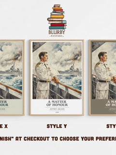 A Matter Of Honour Book Cover Poster by Jeffrey Archer – Style X, Y and Z side by side – choose your finish