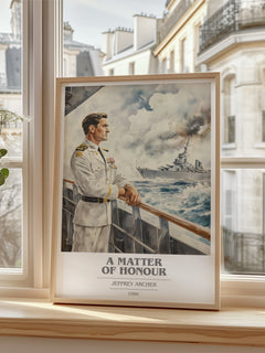 A Matter Of Honour Book Cover Poster by Jeffrey Archer – framed print by a bright window