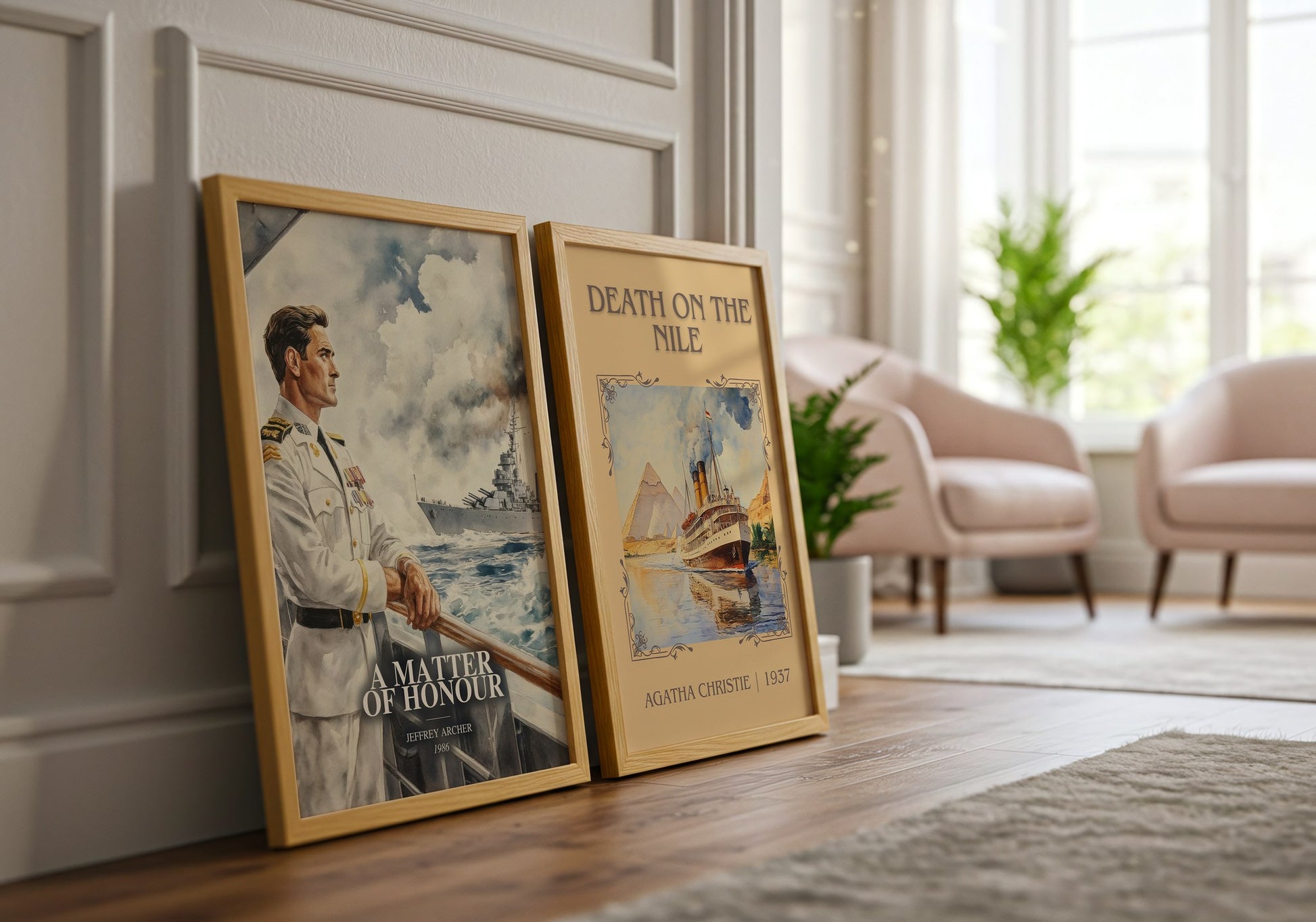 A Matter Of Honour watercolour print framed by window – literary home decor