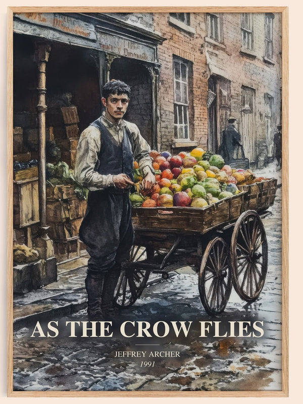 As The Crow Flies watercolour book poster by Jeffrey Archer – framed literary art print