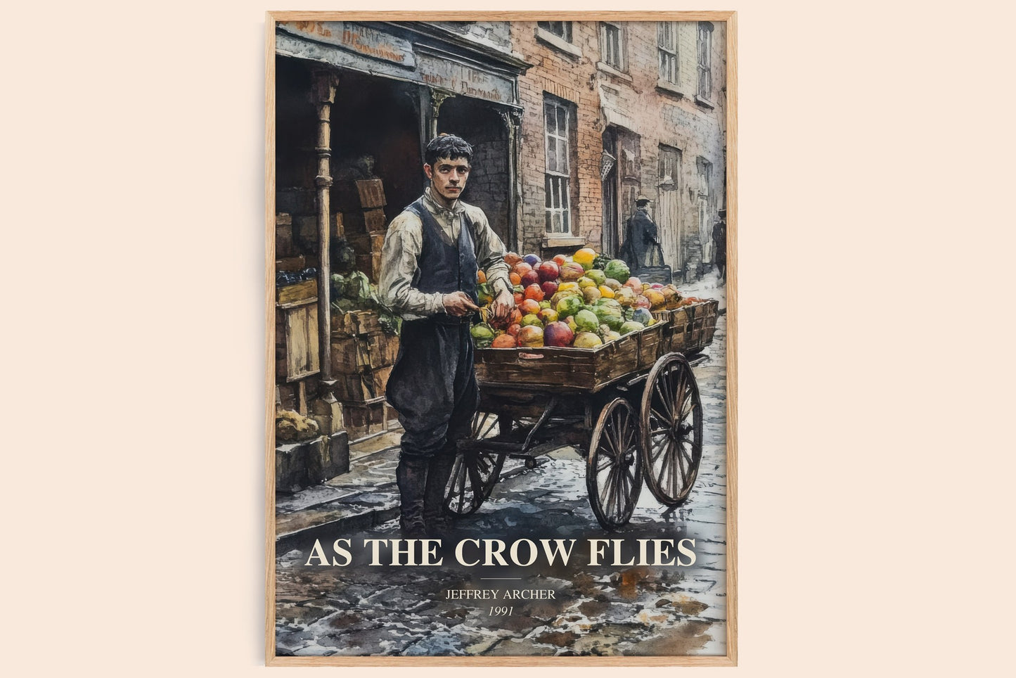 As The Crow Flies watercolour book poster by Jeffrey Archer – framed literary art print