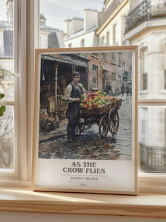 As the Crow Flies Book Cover Poster by Jeffrey Archer – framed print by a bright window