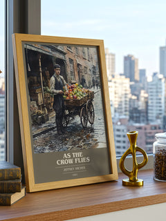As the Crow Flies Book Cover Poster by Jeffrey Archer – framed print on a city-view windowsill