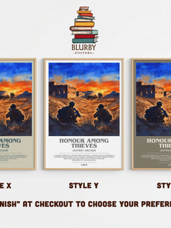 Honour Among Thieves Bookish Wall Art by Jeffrey Archer – Style X, Y and Z side by side – choose your finish