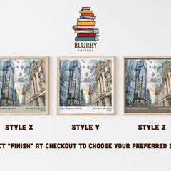 The Fourth Estate Literary Art Print by Jeffrey Archer – Style X, Y and Z square prints side by side – choose your finish