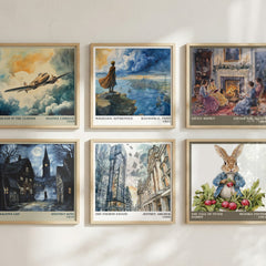 The Fourth Estate Literary Art Print by Jeffrey Archer – square print in a six-frame gallery wall