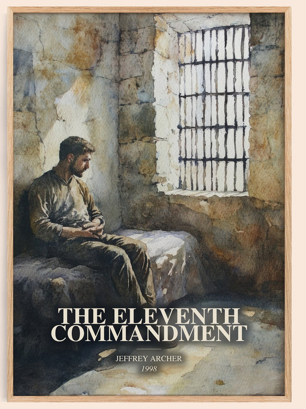 The Eleventh Commandment watercolour book poster by Jeffrey Archer – framed literary art print