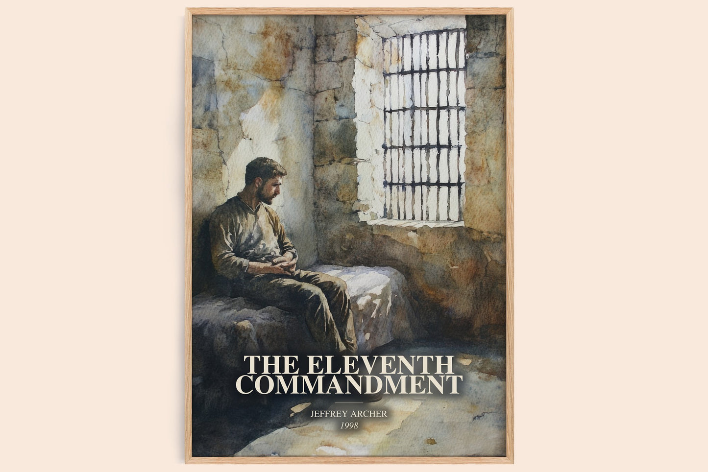 The Eleventh Commandment watercolour book poster by Jeffrey Archer – framed literary art print