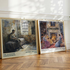 The Eleventh Commandment Literary Art Print by Jeffrey Archer – large square framed print leaning against a wall