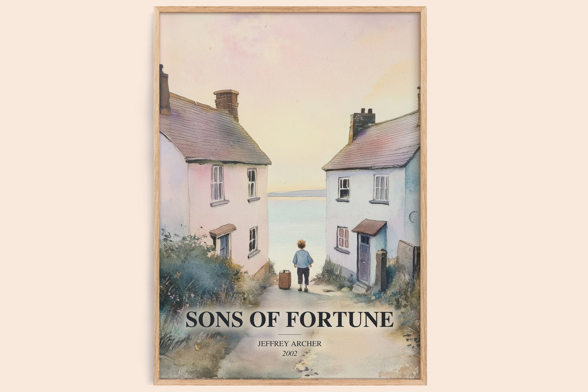 Sons Of Fortune watercolour book poster by Jeffrey Archer – framed literary art print