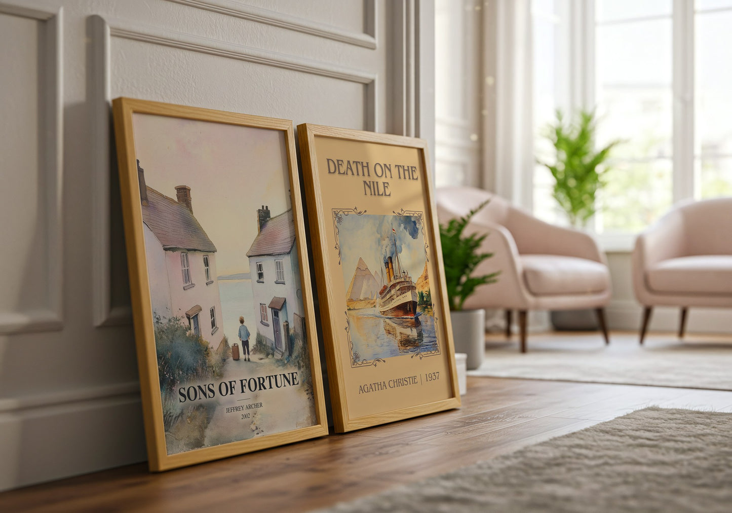 Sons Of Fortune watercolour print framed by window – literary home decor
