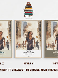 False Impression Book Cover Poster by Jeffrey Archer – Style X, Y and Z side by side – choose your finish
