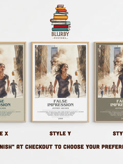 False Impression Bookish Wall Art by Jeffrey Archer – Style X, Y and Z side by side – choose your finish