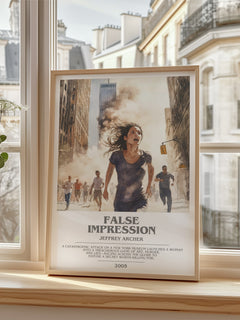 False Impression Bookish Wall Art by Jeffrey Archer – framed print by a bright window